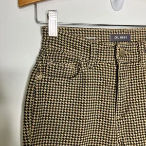 DL1961 Mara straight tan black houndstooth jeans womens size 24 business‎ casual thumbnail 2