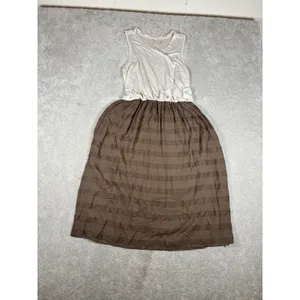 prAna Perry Small‎ Block Midi Dress Sleeveless Scoop Neck Green/cream Pockets thumbnail 5
