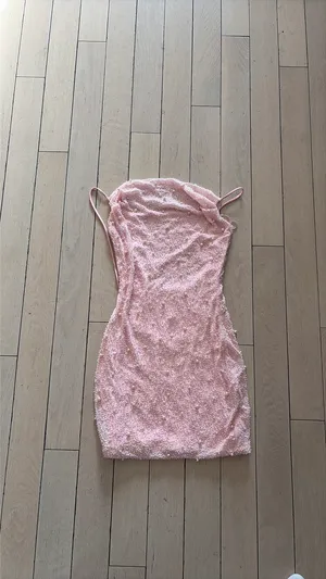 Oh Polly Pearl Mini Dress Pink Beaded thumbnail 2