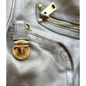 Vintage Marc Jacobs Christy Leather Gray Gold Handbag Iconic Shoulder Bag Purse thumbnail 3