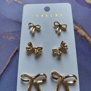 Gold Tone Bow‎ Stud Earrings Set Women Jewelry Set thumbnail 4