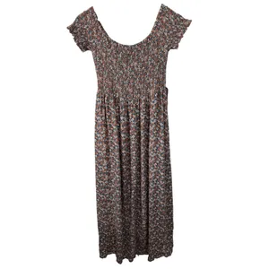 Sweet Lemon Smocked Floral High Low Maxi‎ Dress Women's Size L thumbnail 5
