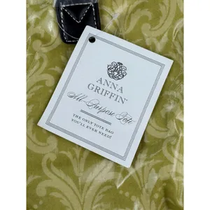 Anna Griffin Damask Craft Tote Bag Chartreuse Gold Laminated‎ Travel Luxury thumbnail 8