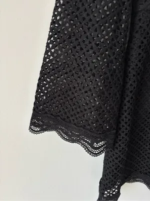 Aqua Black Crochet Lace Mini Dress Bell Sleeves Whimsigoth thumbnail 4