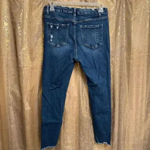 Vervet Darker Blue High Rise Raw Hem Ankle Cropped Stretchy Jeans 32 thumbnail 2