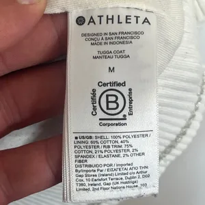Athleta Tugga Coat Womens Medium Cream Sherpa‎ Fleece Full Zip Jacket Long thumbnail 8