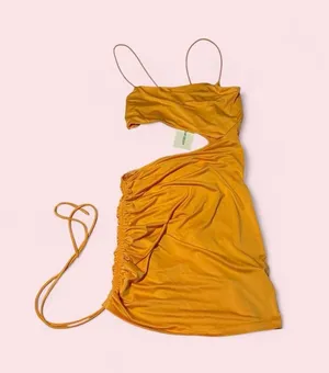 Streetwear Society Asymmetrical Spaghetti Strap Mini Dress in orange thumbnail 1
