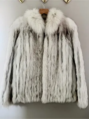 SAGA FOX Real Fur Coat Jacket White Grey Small Genuine Luxury Winter thumbnail 1