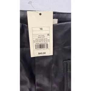 A New Day Women Black Faux Leather Wide Leg Pants Size 16 NWT 018104218 thumbnail 2