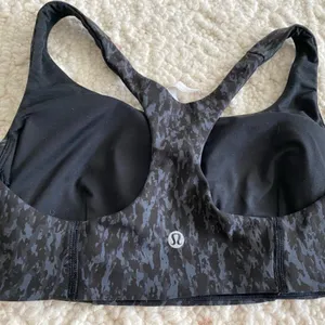 lululemon athletica Black & Charcoal Patterned Racerback Sports Bra thumbnail 2