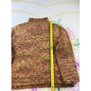 Orvis Womens L 100% Wool Chunky Knit Mock Neck Sweater Multicolor Space Dye 21HP thumbnail 3