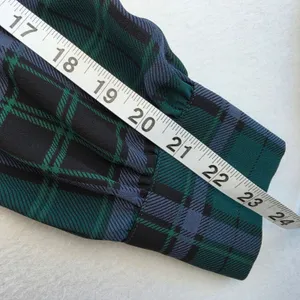 Ann Taylor Green Plaid Mock Neck Pintuck Blouse Long Sleeve Large thumbnail 10