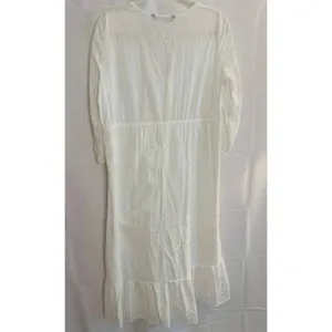 Zara Openwork Embroidered Midi Dress in White sz. M thumbnail 4