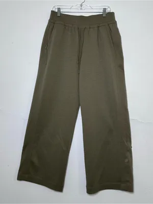Athleta Allure High Rise Pant Women Size L Olive Branch Athleisure Wide Leg thumbnail 4