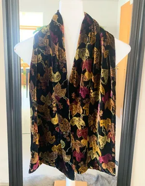 Velvety Feel Rayon Silk Leaf Scarf thumbnail 1