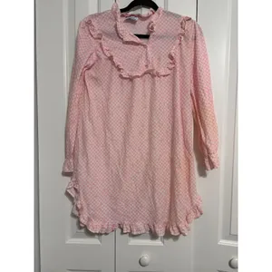 Flirts by Donnkenny‎ Nightgown Vintage Cottagecore Pink Ruffle Grid Floral OS thumbnail 2