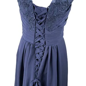 SU Dress Navy Blue Lace Chiffon Bridesmaid Prom Evening Gown NWT Size 6 thumbnail 5