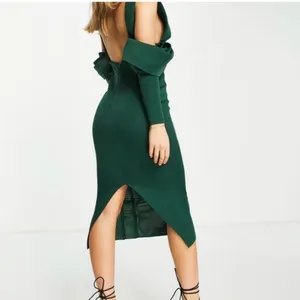 ASOS Emerald Green Midi Dress Elegant Wedding Guest Formal thumbnail 2