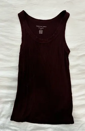 American Eagle Outfitters Ribbed Tank Top - Burgundy thumbnail 1