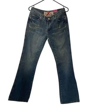 Vintage Y2K 7 For All Mankind Bootcut Jeans Women’s Sz 29 Studded Low Rise NWT thumbnail 1