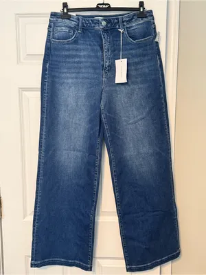 NWT Flying Monkey Stretch Dark High Rise Wide Leg Relaxed Fit Jeans Size 32 x 32 thumbnail 2