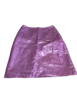 Vintage 1990'S Plum Purple Leather Midi Skirt (14) thumbnail 11