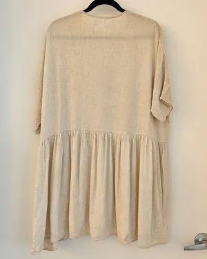 Princess Polly The Sandy Mini Oversized Dress Natural Lower Impact Size S/M thumbnail 10
