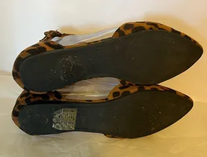 LOVE MARK 7.5 LEOPARD SUEDE ANKLE STRAP FLATS POINTY TOE BOX thumbnail 6