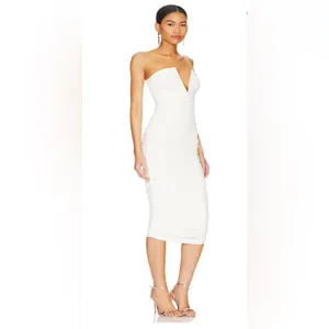NWT Superdown Vivienne Ruched Midi Dress in White Sz Medium‎ $88 thumbnail 2