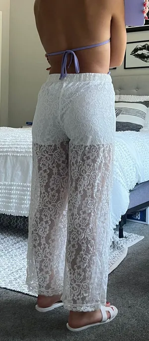 White Lace Cover Up Pants thumbnail 2