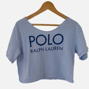 Polo Ralph Lauren blue oversized cropped logo t-shirt‎ women's small thumbnail 3