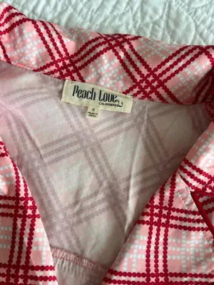 Peach Love California Pink and Red Plaid Pajama Set thumbnail 4