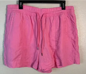 Athleta Womens XL Retreat Linen Shorts Pink Elastic Waist Drawstring Casual thumbnail 1