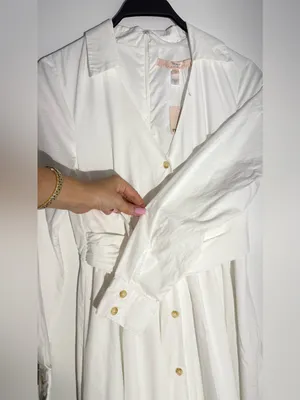 NWT Hutch White Button-Front Wrap Long-Sleeve VNeck Midi Shirt Dress 100% Cotton thumbnail 6