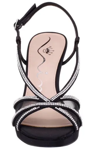 Nina Bonney Rhinestone Mesh Block Heel Sandals Black Size 8M NIB thumbnail 1