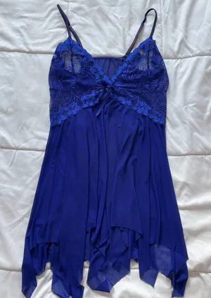 Womens Nightie Babydoll Chemise Slip Dress Blue Floral‎ Feminine Dainty Romantic thumbnail 1