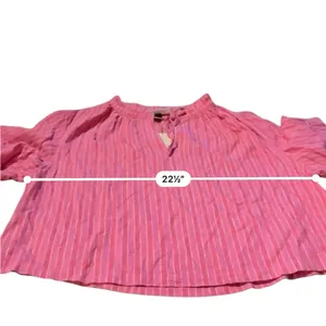 Universal Thread Pink & White Striped V Neck Tie Half Sleeve‎ Top Sz XS NEW thumbnail 11