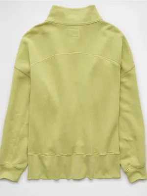 AE American Eagle Big Hug Henley Pullover Sweatshirt in Fresh Green Size XS thumbnail 5