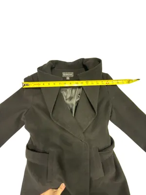 Braetan Black Wool Blend Belted Shawl Collar Wrap Coat Size 4 thumbnail 6