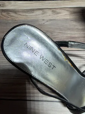 Nine West Black Strappy Leather Heels, Size 7.5 thumbnail 2