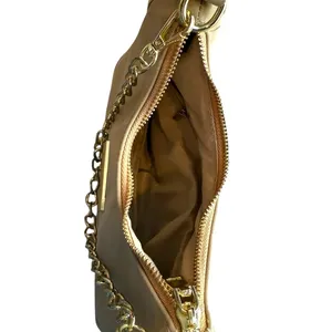 White Fox‎ Boutique Chain Strap Nylon Shoulder Bag Tan Gold Trendy Going Out thumbnail 7