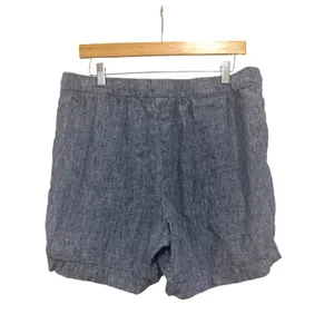 Talbots Womens Navy Blue 100% Linen Drawstring Tassel Shorts Size Large L thumbnail 2