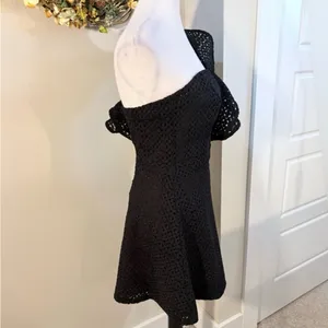 SHILLA The Label One Shoulder Ruffle Lace Mini Dress Black Fit Flare XS💛 thumbnail 5