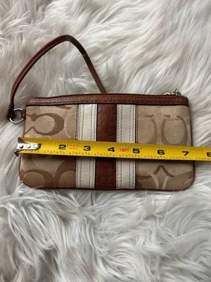 Coach Y2K brown wristlet small signature sees with the leather strip thumbnail 6