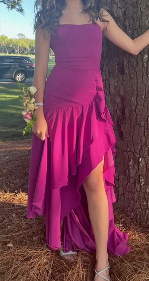 Lucy in the Sky pink fishtail prom dress thumbnail 1