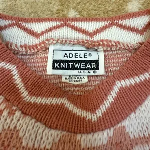 Adele Knitwear vintage white pink rose knit sweater women’s size large thumbnail 5