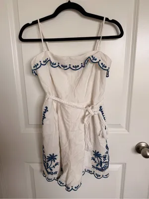 Carolina Constas Linen Embroidered Romper Small thumbnail 2