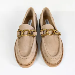 STEVE MADDEN Tan Suede Karmine Chunky Chain Loafer Leather Slip On Women's 6 thumbnail 6