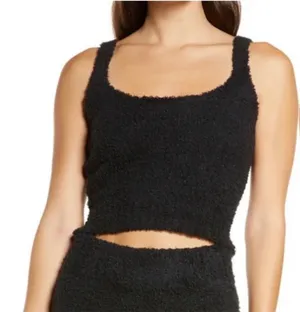 SKIMS Black Fuzzy Cozy Lounge Tank Top Onyx. Size L/XL. New Without Tags. thumbnail 1