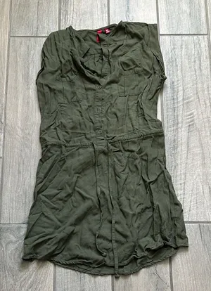 5/48 Olive Green Button-Down Dress thumbnail 1